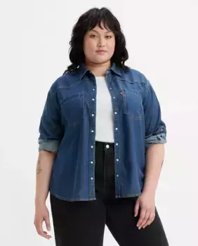Женская джинсовая рубашка с длинным рукавом Levi's Plus, темно-синий