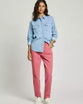 Женская джинсовая рубашка с длинными рукавами и кнопками Pepe Jeans, голубой