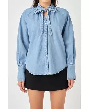 Женская джинсовая рубашка с галстуком Grey Lab, синий