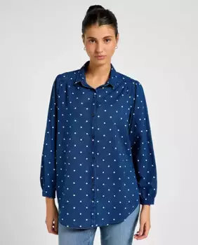 Женская джинсовая рубашка в горошек Lee, синий