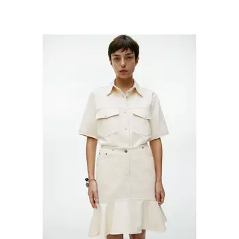 Женская джинсовая юбка Arket рыбий хвост, кремовый