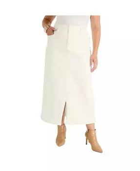 Женская джинсовая юбка миди больших размеров с разрезом спереди June + Vie, слоновая кость/кремовый