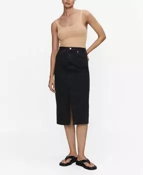 Женская джинсовая юбка-миди MANGO, черный