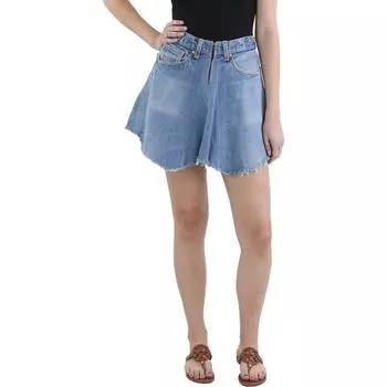 Женская джинсовая юбка с бахромой по краю Мини-юбка Levi's, индиго