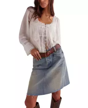 Женская джинсовая юбка с рваным краем Suzy Free People, синий