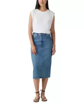 Женская джинсовая юбка с высокой талией и разрезом сзади из хлопка Levi's, синий