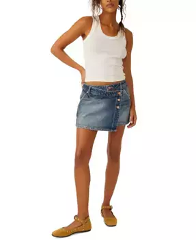 Женская джинсовая юбка Wynne с запахом из хлопка Free People, синий