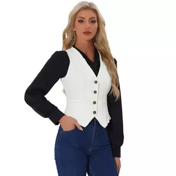 Женская джинсовая жилетка без рукавов, потертая джинсовая куртка с эффектом потертости ALLEGRA K, белый