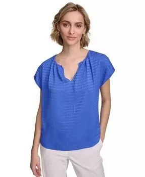 Женская фактурная блузка с коротким рукавом Calvin Klein, синий