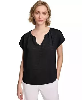 Женская фактурная блузка с коротким рукавом Calvin Klein, черный