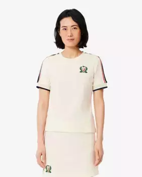Женская фактурная футболка с короткими рукавами из пике Lacoste, белый
