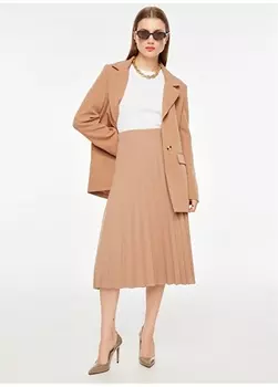 Женская фаянсовая юбка-миди со складками и высокой талией People By Fabrika