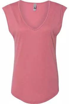 Женская фестивальная футболка без рукавов Next Level с глубоким V-образным вырезом, цвет smoked paprika