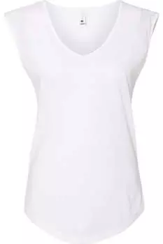 Женская фестивальная футболка без рукавов Next Level с глубоким V-образным вырезом, белый
