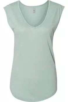 Женская фестивальная футболка без рукавов Next Level с глубоким V-образным вырезом, цвет stonewash green