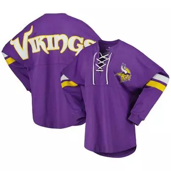 Женская фиолетовая футболка Fanatics Minnesota Vikings Spirit из джерси на шнуровке с v-образным вырезом и длинными рукавами Fanatics