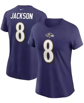Женская фиолетовая футболка Lamar Jackson Baltimore Ravens с именем и номером Nike