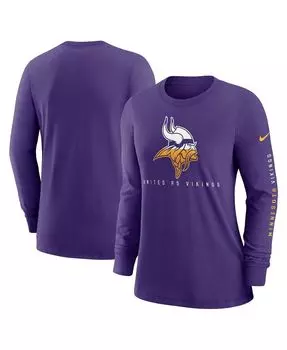 Женская фиолетовая футболка minnesota vikings prime split с длинным рукавом Nike, фиолетовый