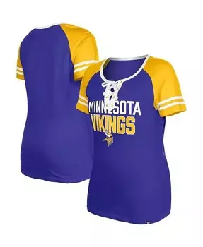 Женская фиолетовая футболка на шнуровке Minnesota Vikings реглан New Era, фиолетовый