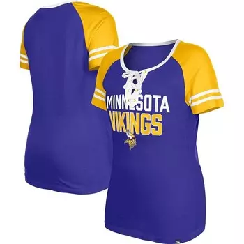 Женская фиолетовая футболка New Era Minnesota Vikings со шнуровкой реглан, цвет Mvk Purple