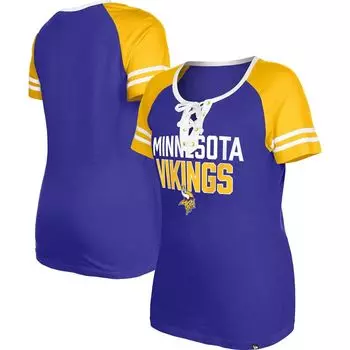 Женская фиолетовая футболка New Era Minnesota Vikings реглан на шнуровке New Era
