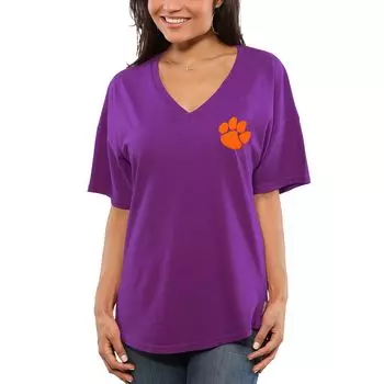 Женская фиолетовая футболка оверсайз из джерси Clemson Tigers Spirit