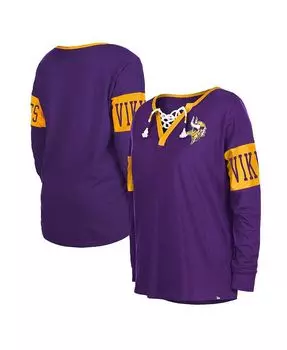Женская фиолетовая футболка с длинными рукавами и шнуровкой Minnesota Vikings Minnesota Vikings New Era, фиолетовый