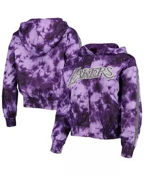 Женская фиолетовая ветровка Los Angeles Lakers Galaxy с капюшоном и молнией во всю длину Mitchell & Ness