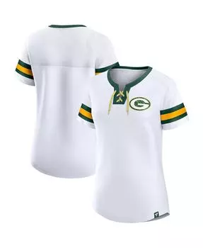 Женская фирменная белая футболка Green Bay Packers Sunday Best на шнуровке Fanatics, белый