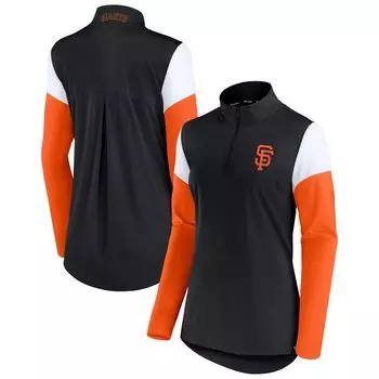 Женская фирменная черная/оранжевая флисовая куртка San Francisco Giants с молнией четверть четверти с логотипом Fanatics Fanatics