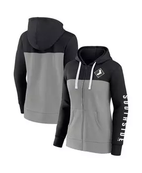 Женская фирменная черно-серая куртка Chicago White Sox с капюшоном и молнией во всю длину с цветными блоками Take The Field Fanatics
