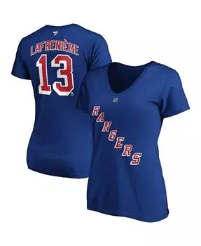 Женская фирменная футболка Alexis Lafreniere Blue New York Rangers размера плюс с v-образным вырезом и именем Fanatics, синий