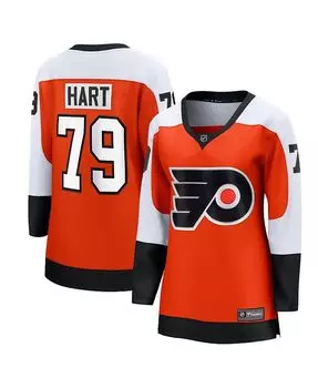 Женская фирменная футболка игрока Carter Hart Burnt Orange Philadelphia Flyers Home Premier Breakaway Player Fanatics, оранжевый