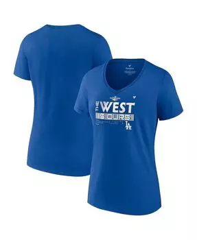 Женская фирменная футболка Royal Los Angeles Dodgers 2022 NL West Division Champions плюс размер с v-образным вырезом Fanatics