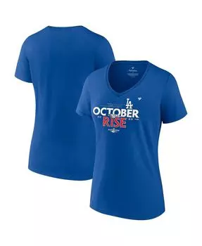 Женская фирменная футболка Royal Los Angeles Dodgers 2022 Post Season Locker Room с v-образным вырезом Fanatics