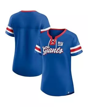 Женская фирменная футболка Royal New York Giants Original State на шнуровке Fanatics, синий