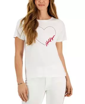 Женская фирменная футболка с изображением сердца Tommy Hilfiger, белый