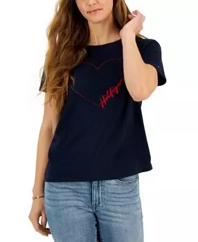 Женская фирменная футболка с изображением сердца Tommy Hilfiger, мульти