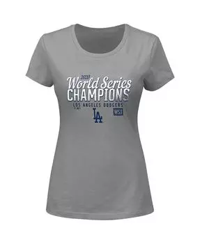 Женская фирменная футболка с круглым вырезом для лазерного шоу Los Angeles Dodgers 2020 World Series Champions большого размера Fanatics