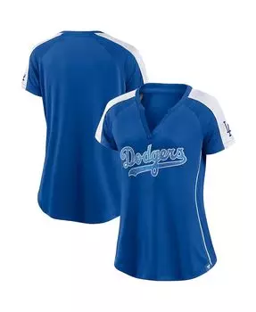 Женская фирменная королевско-белая футболка Los Angeles Dodgers True Classic League Diva в тонкую полоску реглан с v-образным вырезом Fanatics