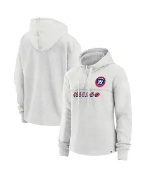 Женская фирменная овсяная толстовка Chicago Cubs True Classics Legacy с молнией четверть Fanatics