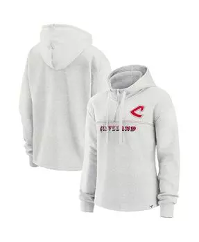 Женская фирменная овсяная толстовка Cleveland Indians Cooperstown Collection True Classics Legacy с молнией четверть четверти Fanatics, тан/бежевый