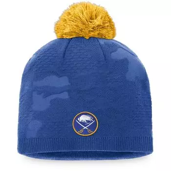 Женская фирменная шапка Fanatics Royal/Gold Buffalo Sabers Authentic Pro Team с помпоном для раздевалки Fanatics
