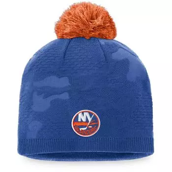 Женская фирменная шапка Fanatics Royal/оранжевого цвета New York Islanders Authentic Pro Team с помпоном для раздевалки Fanatics