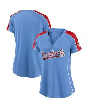 Женская фирменная сине-красная футболка St. Louis Cardinals True Classic League Diva в тонкую полоску реглан с v-образным вырезом Fanatics