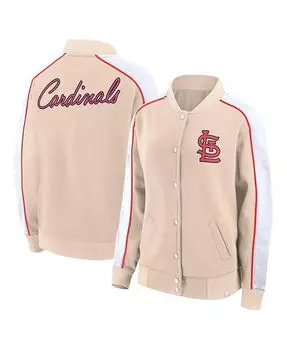 Женская фирменная светло-коричневая куртка на кнопках St. Louis Cardinals Luxe Lounge Fanatics, тан/бежевый