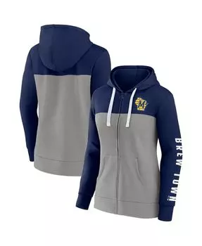 Женская фирменная темно-серая куртка с капюшоном и молнией во всю длину Milwaukee Brewers Take The Field Fanatics