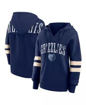 Женская фирменная темно-синяя рваная толстовка с капюшоном Memphis Grizzlies Bold Move Dolman с v-образным вырезом Fanatics, синий