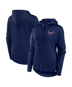 Женская фирменная темно-синяя толстовка с молнией во всю длину Washington Capitals Authentic Pro Scuba Fanatics, синий