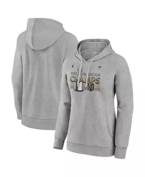 Женская фирменная толстовка с капюшоном для раздевалки с логотипом Heather Grey Vegas Golden Knights Кубка Стэнли Чемпионов 2023 Fanatics